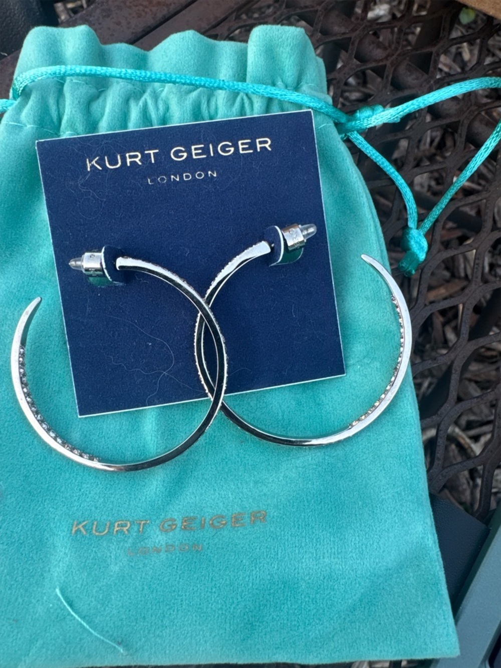 Kurt Geiger Silver Crystal Hoop Earrings